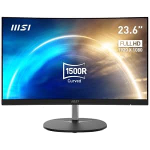 MSI Pro MP241CA, 24", 1920 x 1080 (FHD), Curved VA, 75Hz, TUV Certified Eyesight Protection, 4ms, for $90