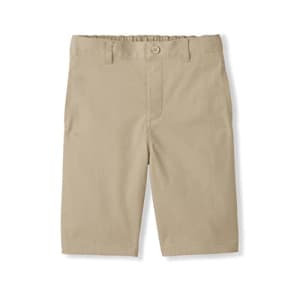 French Toast Boys' Adaptive Flat Front Shorts with Hook and Loop Closure and Elastic Waist, Khaki for $12