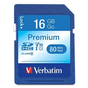 Verbatim 16GB Premium SDHC Memory Card, UHS-I V10 U1 Class 10, blue for $7 Verbatim 16GB Premium SDHC Memory Card, UHS-I V10 U1 Class 10, blue for $7