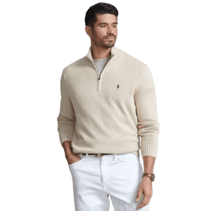 Polo Ralph Lauren Men's Big & Tall Cotton Quarter-Zip Sweater for $38