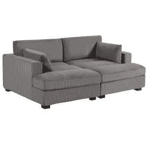 84" Modern Square Arm Corduroy Fabric Upholstered Sectional Sofa for $577