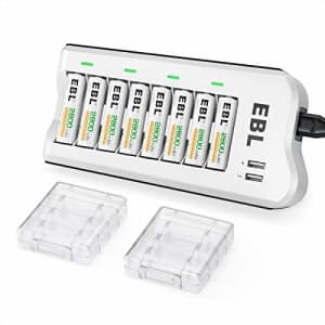 EBL 2800mAh Ni-MH AA Rechargeable Batteries (8 Pack) and 808U Rechargeable AA AAA Battery Charger for $24 EBL 2800mAh Ni-MH AA Rechargeable Batteries (8 Pack) and 808U Rechargeable AA AAA Battery Charger for $24