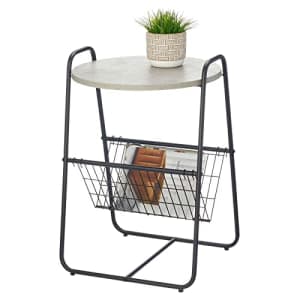 mDesign Industrial Side/End Table with Wire Storage Basket, Metal Nightstand - Minimal Design, for $25