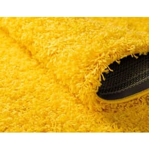 Unique Loom Solo Solid Shag Collection Modern Plush Tuscan Sun Yellow Area Rug (3' 3 x 5' 3) for $30