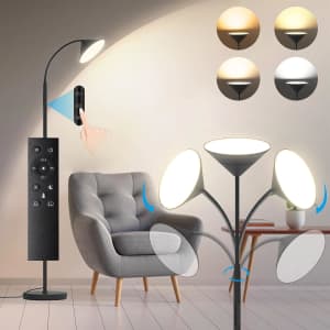18W LED Floor Lamp w/ Adjustable Gooseneck for $20