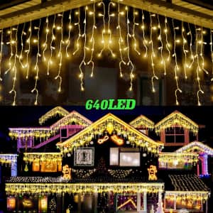 640-LED Led Icicle Christmas Lights for $23