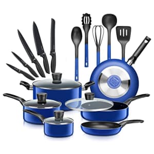 SereneLife Kitchenware Pots & Pans Basic Kitchen Cookware, Black Non-Stick Coating Inside, Heat for $70 SereneLife Kitchenware Pots & Pans Basic Kitchen Cookware, Black Non-Stick Coating Inside, Heat for $70