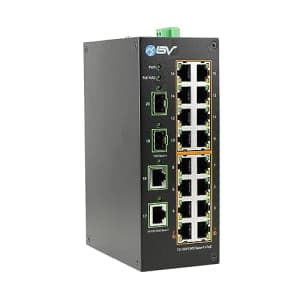 BV-Tech Industrial DIN Rail PoE Ethernet Switch - 16 Gigabit Ports, 2 SFP Uplinks, 190W PoE Budget for $250
