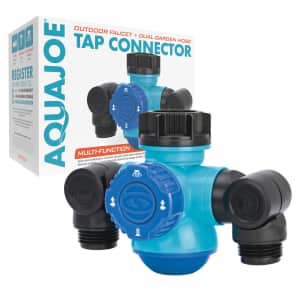 Aqua Joe Outdoor Faucet and Dual Garden Hose Tap Connector for $7