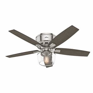Hunter Bennett Indoor Low Profile Ceiling Fan with LED Light and Remote Control, 52", Brushed Nickel for $330