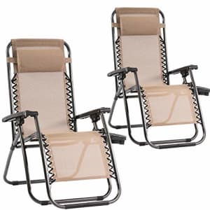 FDW Set of 2 Zero Gravity Chairs Lounge Chair with Pillow and Cup Holder Patio Outdoor Adjustable for $76