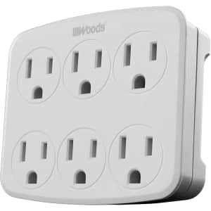 Woods 6-Outlet Wall Tap Adapter w/ Phone Cradle for $4