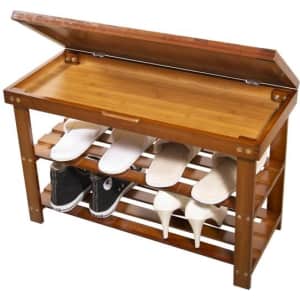 Mllieroo Bamboo 2-Tier Shoe Rack Storage Bench for $28 Mllieroo Bamboo 2-Tier Shoe Rack Storage Bench for $28
