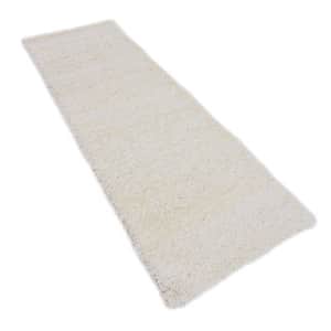 Unique Loom Solid Shag Collection Area Rug (2' 2" x 6' 7" Runner, Snow White) for $56