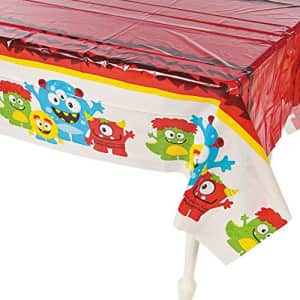 Fun Express Mini Monster Plastic Tablecloth - Halloween and Little Monster Birthday Party Supplies for $5