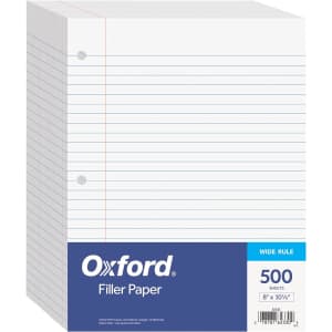 Oxford Wide-Ruled Notebook Filler Paper 500-Pack for $10