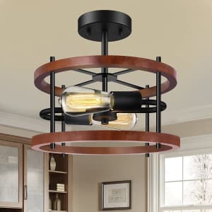 Wihtu 2-Light Semi Flush Mount Ceiling Light Fixture for $25