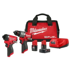 Milwaukee M12 Fuel 12V Brushless Hammer Drill / Impact Driver 2-Tool Combo Kit: $229 + free power tool