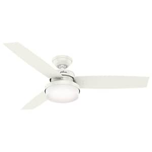 Hunter Sentinel Indoor Ceiling Fan with LED Light and Remote Control, 52", White for $224