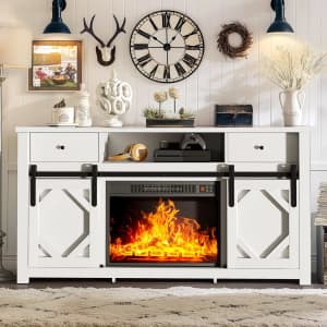 Pamapic 59" TV Stand with Electric Fireplace for $238 Pamapic 59" TV Stand with Electric Fireplace for $238