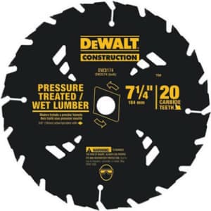 DEWALT 7-1/4" Circular Saw Blade for Pressure Treated and Wet Lumber, ATB, Thin Kerf, 5/8" and for $27