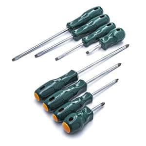 SATA 8-Piece Slotted and Phillips Screwdriver Set with Ergonomic Green Handles and a Durable for $23