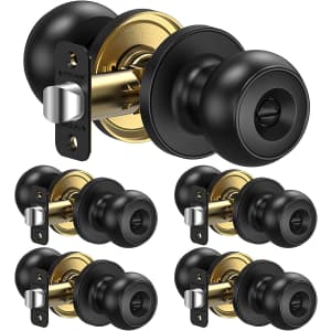 Ticonn Round Door Knobs with Privacy Lock 5-Pack for $55