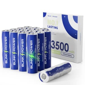 Blinkspower AA Lithium 3,500mAh Batteries 16-Pack for $27 Blinkspower AA Lithium 3,500mAh Batteries 16-Pack for $27