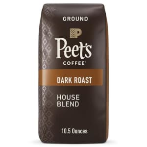 Peet's Coffee, Dark Roast Ground oz, House Blend, 10.5 Ounce for $10