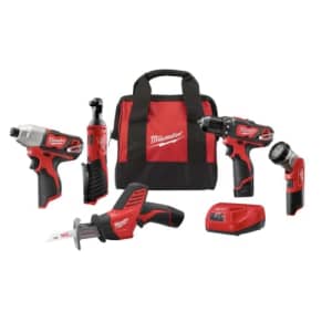 Milwaukee M12 12-Volt Lithium-Ion Cordless Combo Kit (5-Tool) with Two 1.5 Ah Batteries, Charger for $269 Milwaukee M12 12-Volt Lithium-Ion Cordless Combo Kit (5-Tool) with Two 1.5 Ah Batteries, Charger for $269