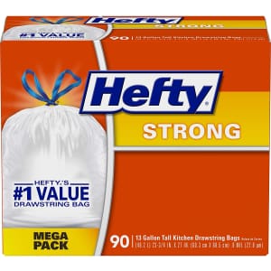 Hefty 90-Count 13-Gallon Strong Kitchen Trash Bags for $11 via Sub & Save Hefty 90-Count 13-Gallon Strong Kitchen Trash Bags for $11 via Sub & Save