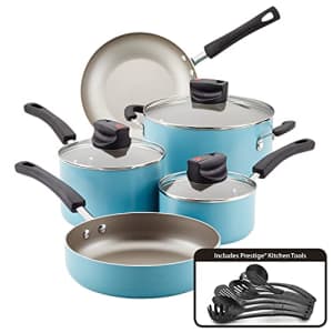 Farberware Smart Control Nonstick Cookware Pots and Pans Set, 14 Piece, Aqua for $108