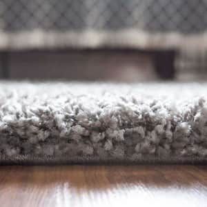 Unique Loom Solo Solid Shag Collection Modern Plush Octagonal Rug, 4', Cloud Gray for $39