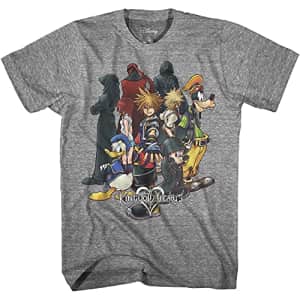 Disney Men's Mickey Mouse, Donald Duck, Kingdom Hearts Game T-Shirt, Charcoal Snow Heather, Small for $14