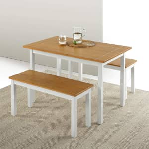 Zinus Becky Farmhouse Dining Table w/ 2 Benches for $132