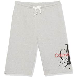 Calvin Klein Boys' Big Waistband Sweat Short, Splatter Logo Heather Grey 22, 10-12 for $11