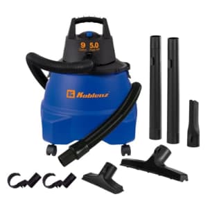 Koblenz WD-9 L212 Wet Dry Vacuum Cleaner, 9 Gallon Tank, Black+Blue for $72