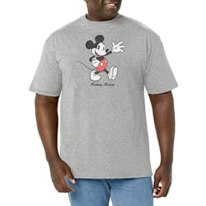 Disney Big & Tall Classic Mickey Men's Tops Short Sleeve Tee Shirt, Athletic Heather, Large Tall for $11