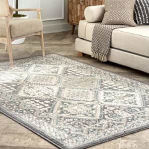 nuLOOM Becca Traditional Tiled Area Rug - 8x10 Area Rug Transitional Charcoal/Ivory Rugs for Living for $98