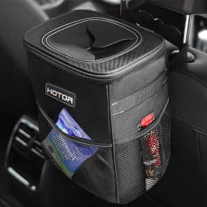 Hotor 2-Gallon Waterproof Leakproof Auto Trash Can for $9