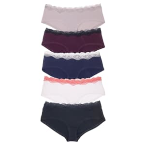 Emprella Women's Cotton Cheeky Hipster Panties 5-Pack for $10 Emprella Women's Cotton Cheeky Hipster Panties 5-Pack for $10