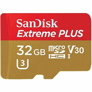 SanDisk Extreme PLUS 32GB microSDHC UHS-I/V30/U3/Class 10 Card with Adapter (SDSQXWG-032G-ANCMA) for $40
