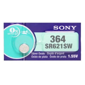 Sony 364 (SR621SW) 1.55V Silver Oxide 0% Hg Mercury Free Watch Battery (100 Batteries) for $80