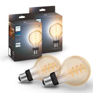 Philips Hue Smart 60W G25 Filament LED Bulb - White Ambiance Warm-to-Cool White Light - 2 Pack - for $75