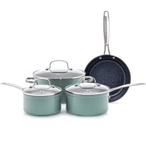 Nuwave 7pc Cookware Set Healthy Duralon Blue Ceramic Nonstick Coated, Diamond Infused for $117