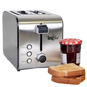 Total Chef 2 Slice Compact Wide Slot Toaster with 7 Shade Settings, Stainless Steel, Defrost and for $26
