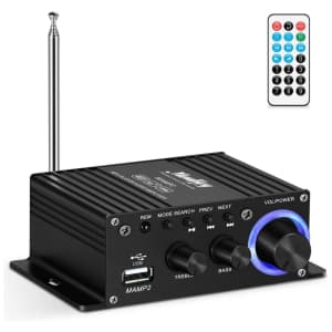 Moukey Wireless Bluetooth Mini Stereo Amplifier for $22