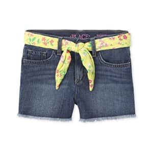 The Children's Place girls The Children's Place Belted Denim Shorts, Mya Wash, 6X-Large-7X-Large US for $7