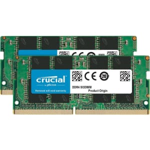 Crucial 32GB (2x16GB) DDR4 3200MHz CL22 Laptop Memory for $72
