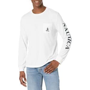 Nautica Men's Sustainably Crafted Reissue Long-Sleeve T-Shirt, Bright White, Large for $16